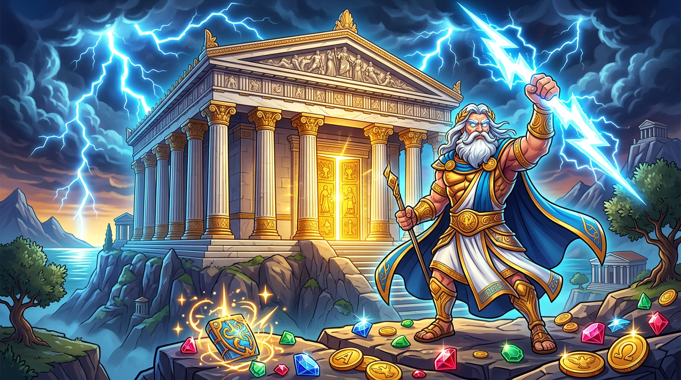 Gates of Olympus slot game featuring Zeus and cascading multiplier mechanic