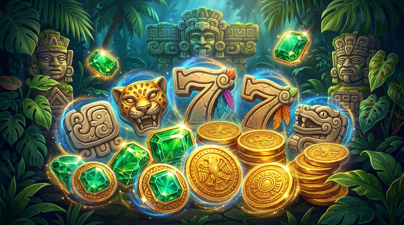 Aztec Gems slot machine with multiplier reel and precious stone symbols