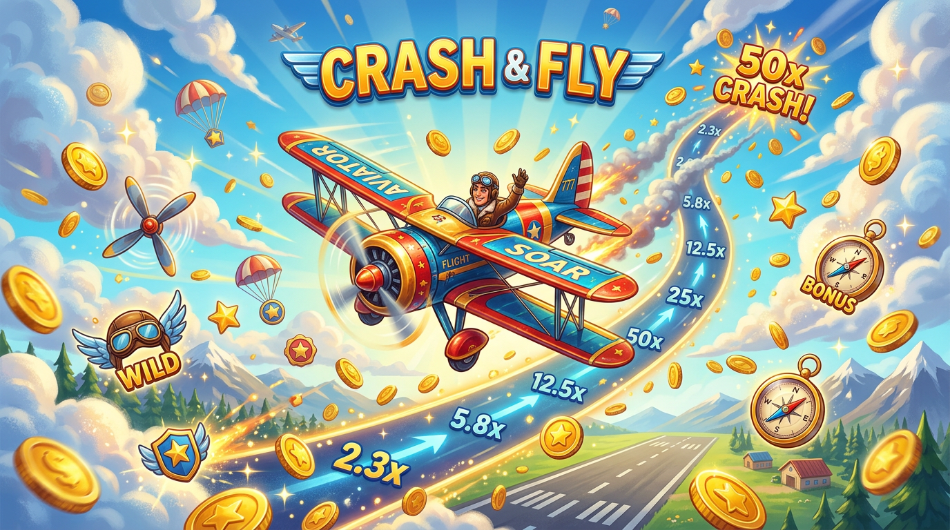 Aviator crash game screenshot showing rising multiplier plane animation